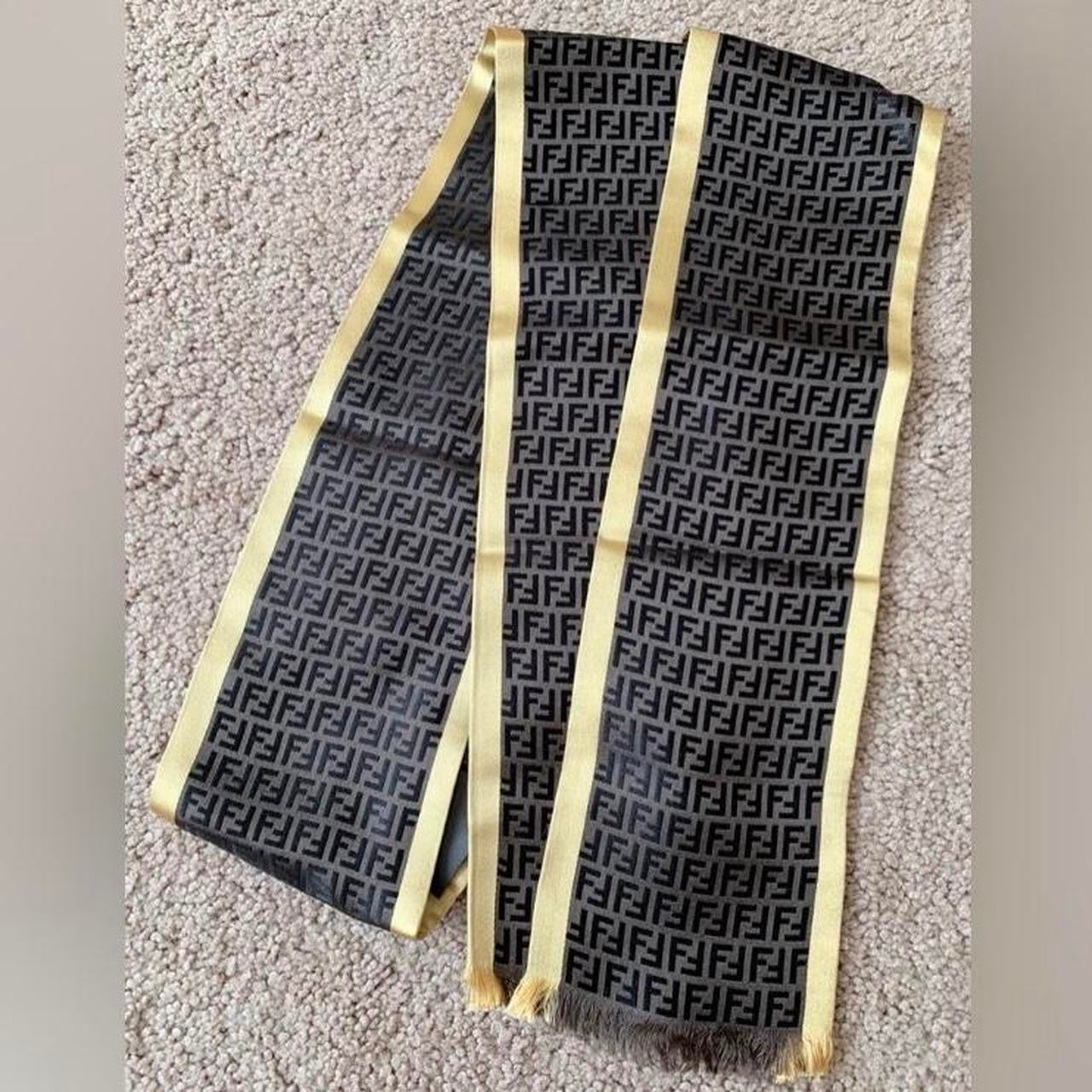 Authentic Fendi FF monogram women’s long silk scarf