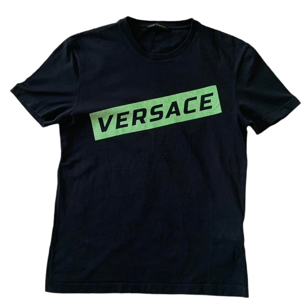 Authentic Versace first line logo black cotton t shirt