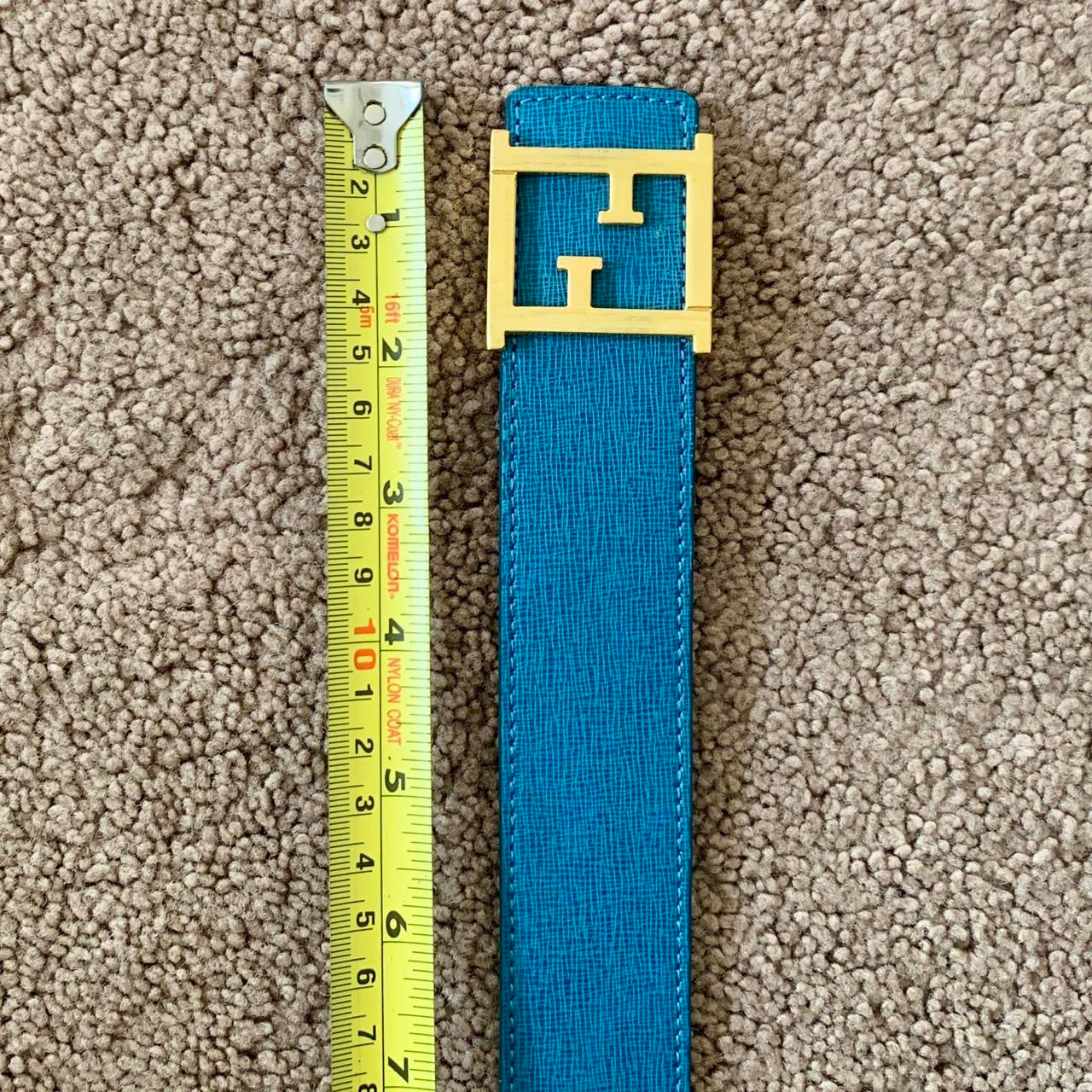 Authentic FENDI Women’s FF gold buckle blue leather belt