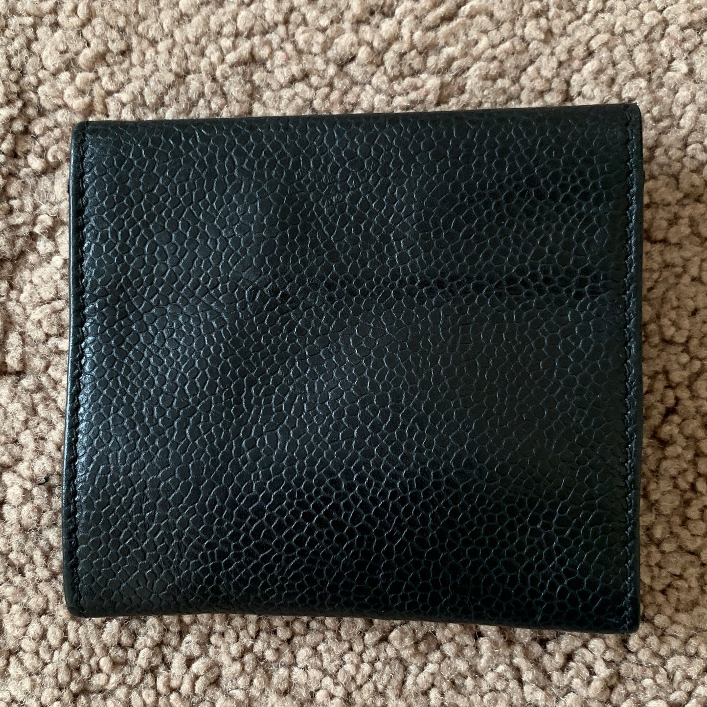 Authentic Chanel unisex caviar black leather coin wallet with authenticity card