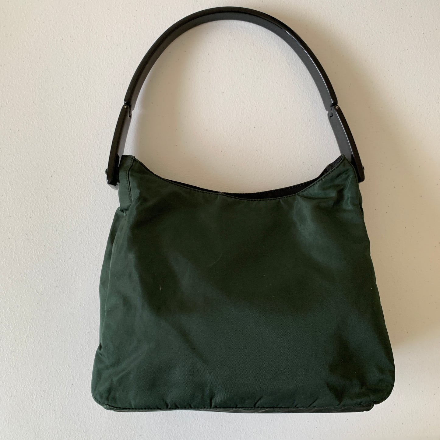 Prada green nylon triangle logo shoulder bag authentic with COA 11.2x9.2x4.5