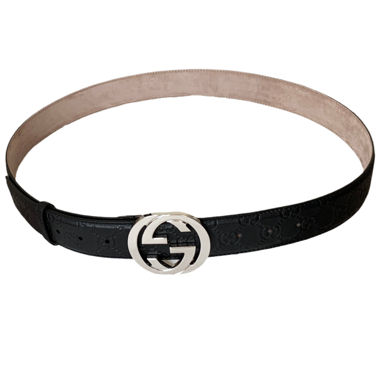 Authentic Gucci new unisex signature black leather belt with dust bag and box