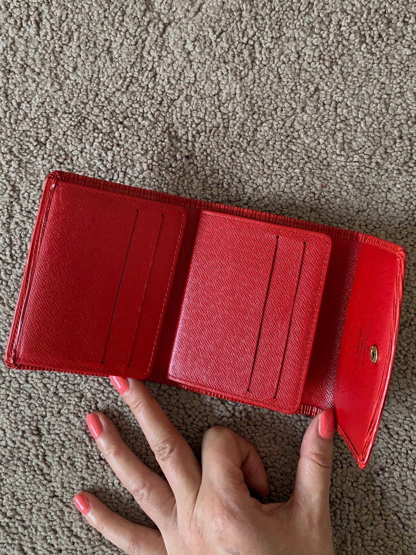 Authentic Louis Vuitton unisex Epi red leather card holder wallet