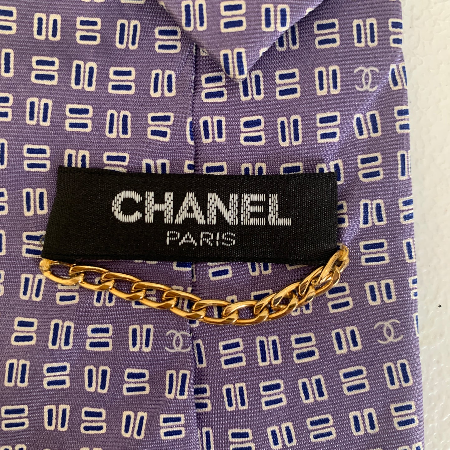 Chanel coco mark silk Neck tie authentic with COA