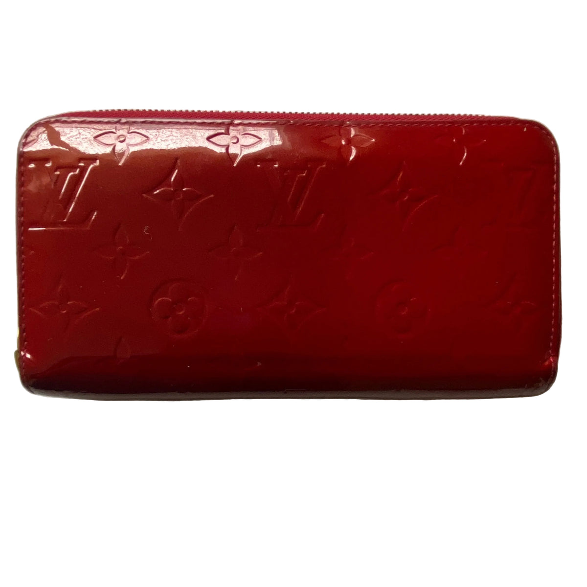 Louis Vuitton red vernis zippy long wallet CA0182 Authentic with COA 7.6x4