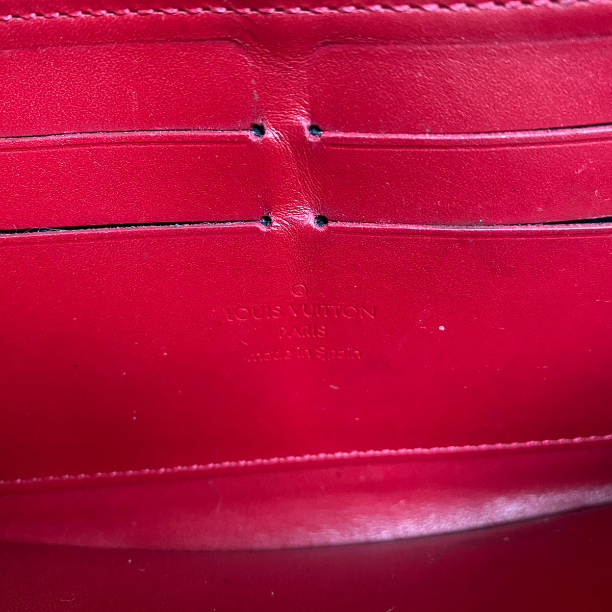 Louis Vuitton red vernis zippy long wallet CA0182 Authentic with COA 7.6x4