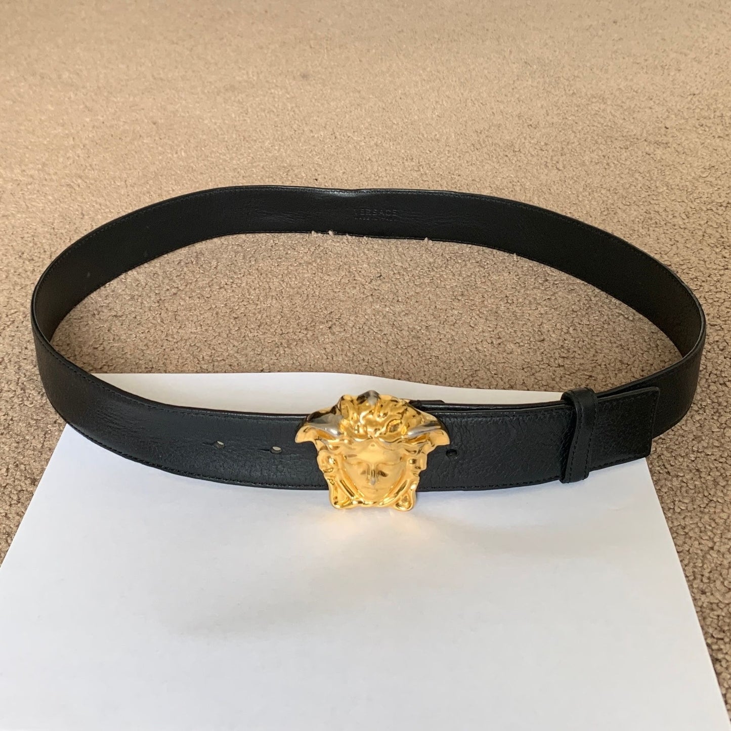 V1011 Versace unisex medusa black leather belt size 38 inches