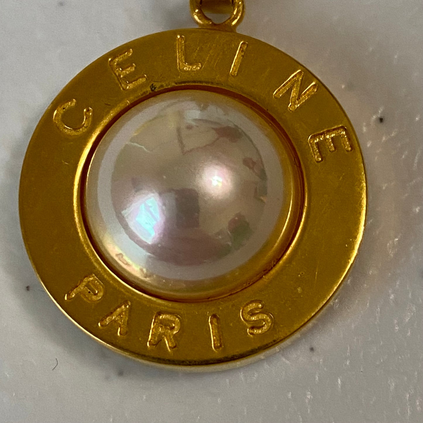 Celine gold plated pendant necklace 15 inch authentic with coa