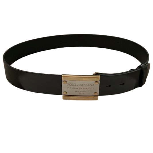 Authentic Dolce & Gabbana unisex black leather belt size 90 cm/36” with dust bag