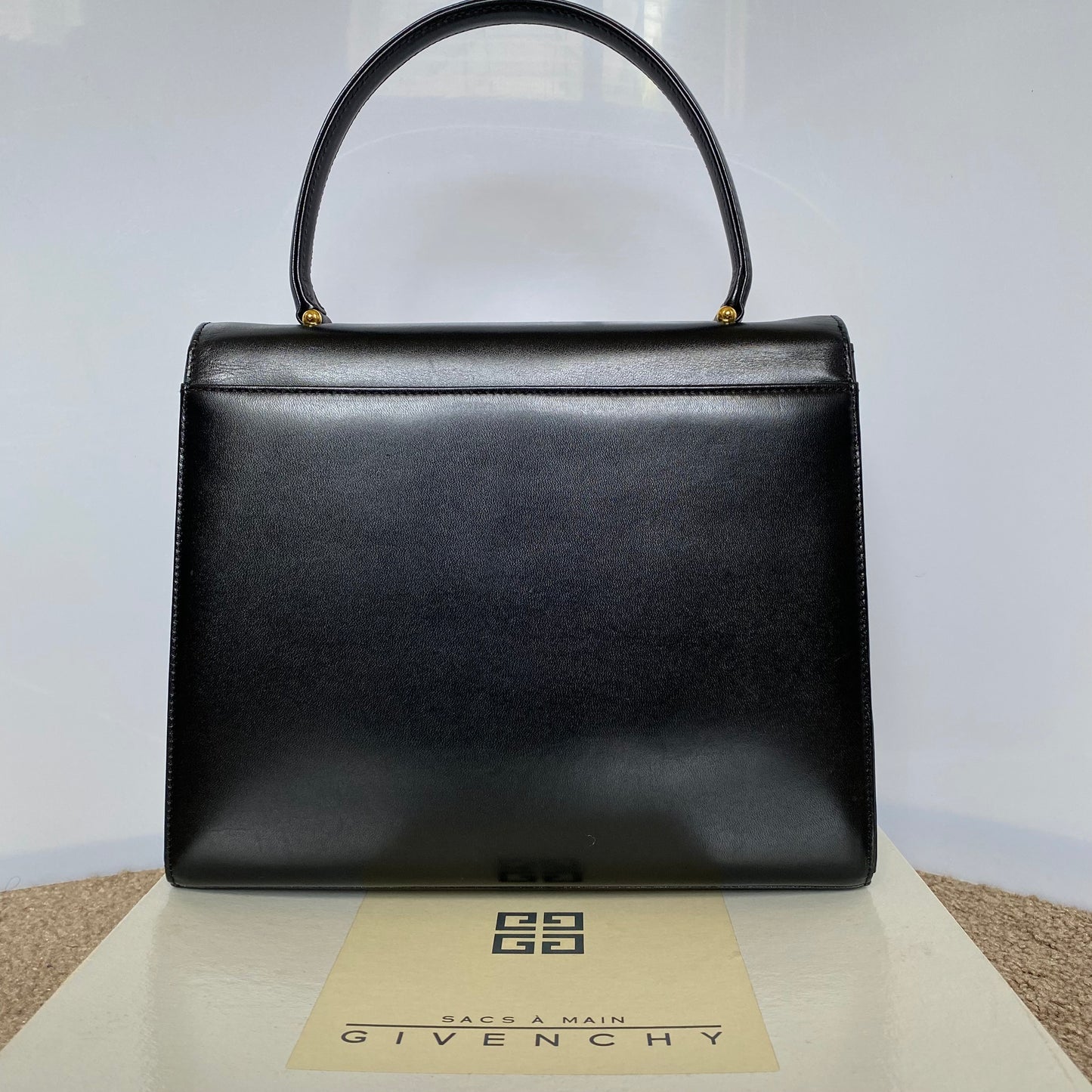 Givenchy vintage black leather handbag Tote bag Authentic with COA box 9.5x8x3.5