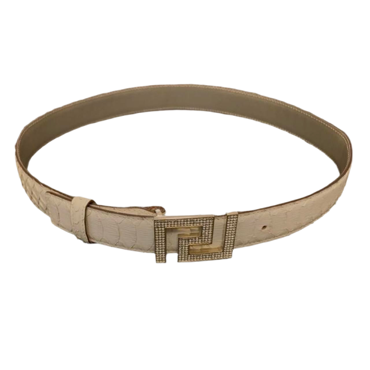 Authentic VERSACE logo ivory exotic leather belt excellent condition size 80cm or 30”