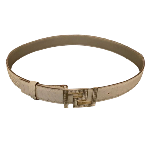 Authentic VERSACE logo ivory exotic leather belt excellent condition size 80cm or 30”
