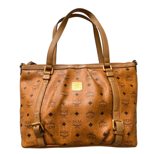 MCM cognac tote shopping bag Authentic with COA 15.3x10x5.6