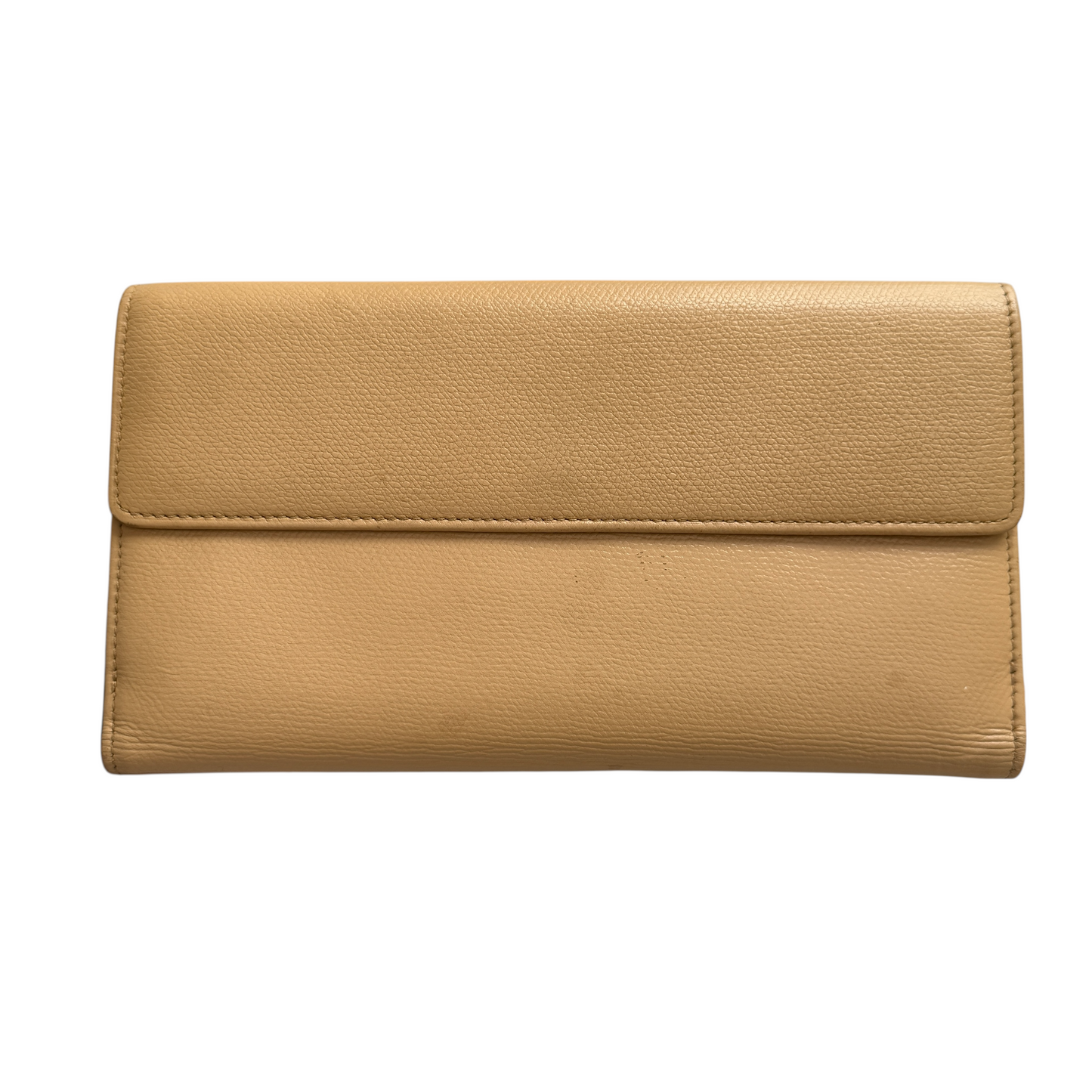 Chanel coco button beige leather long wallet authentic with COA and box