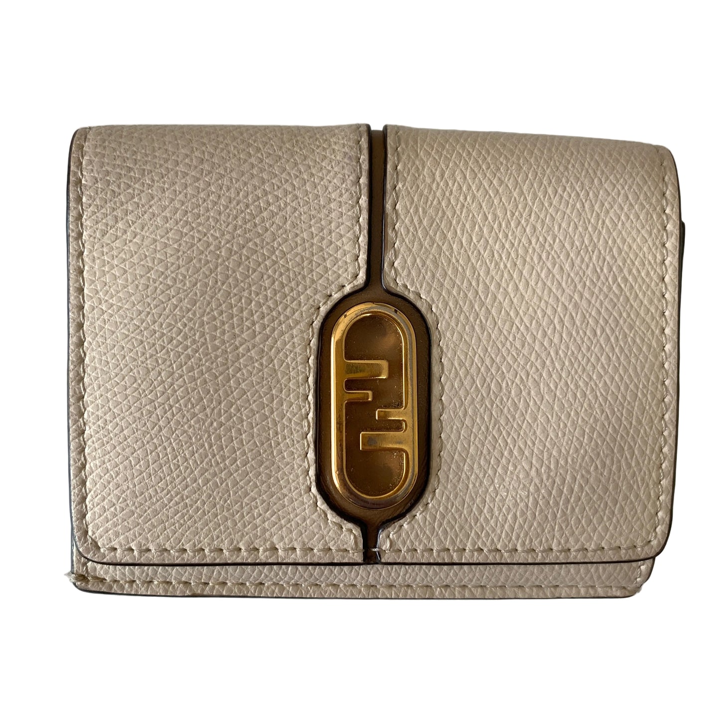 Fendi white Leather compact Wallet authentic with COA