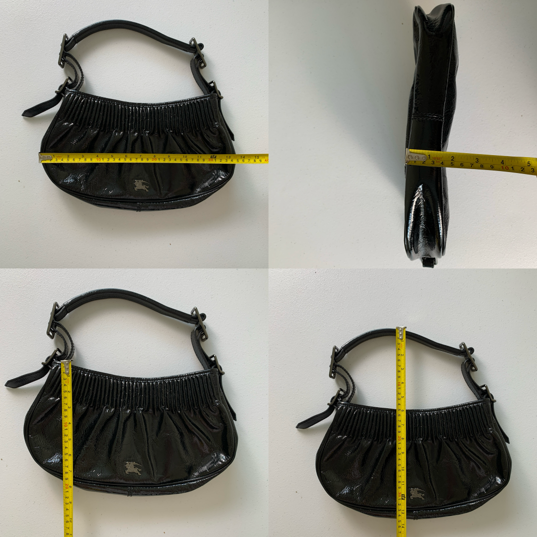 Burberry Black payent Leather shoulder bag authentic with COA
