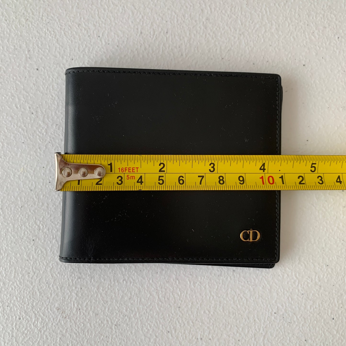 Christian Dior CD logo Men’s bifold wallet black leather Authentic with COA