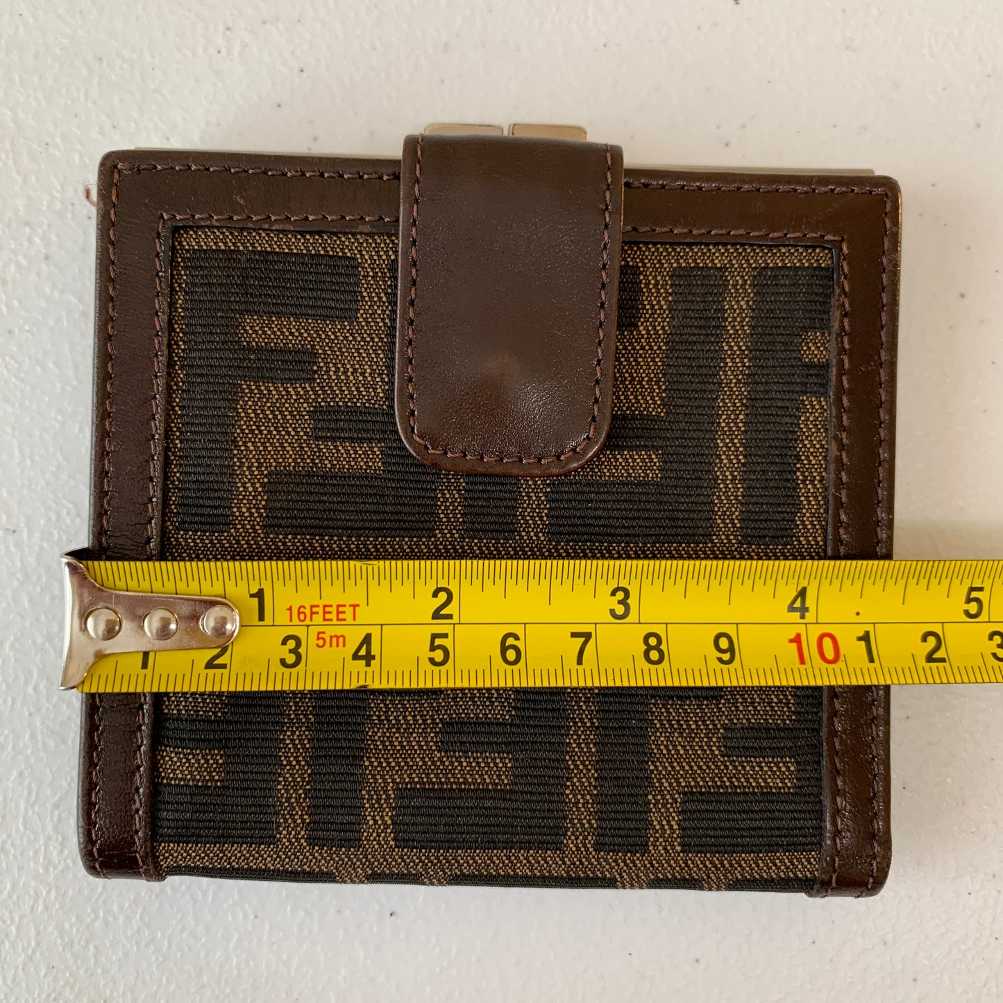 Fendi zucca monogram compact Wallet with kiss lock authentic with COA