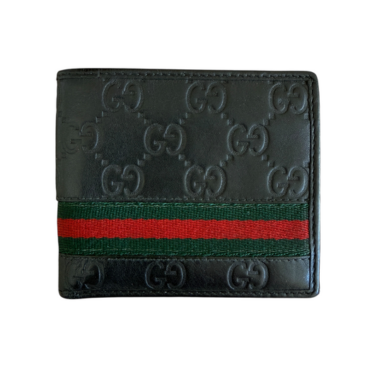 Gucci men’s monogram black leather sherry line bifold wallet authentic with COA
