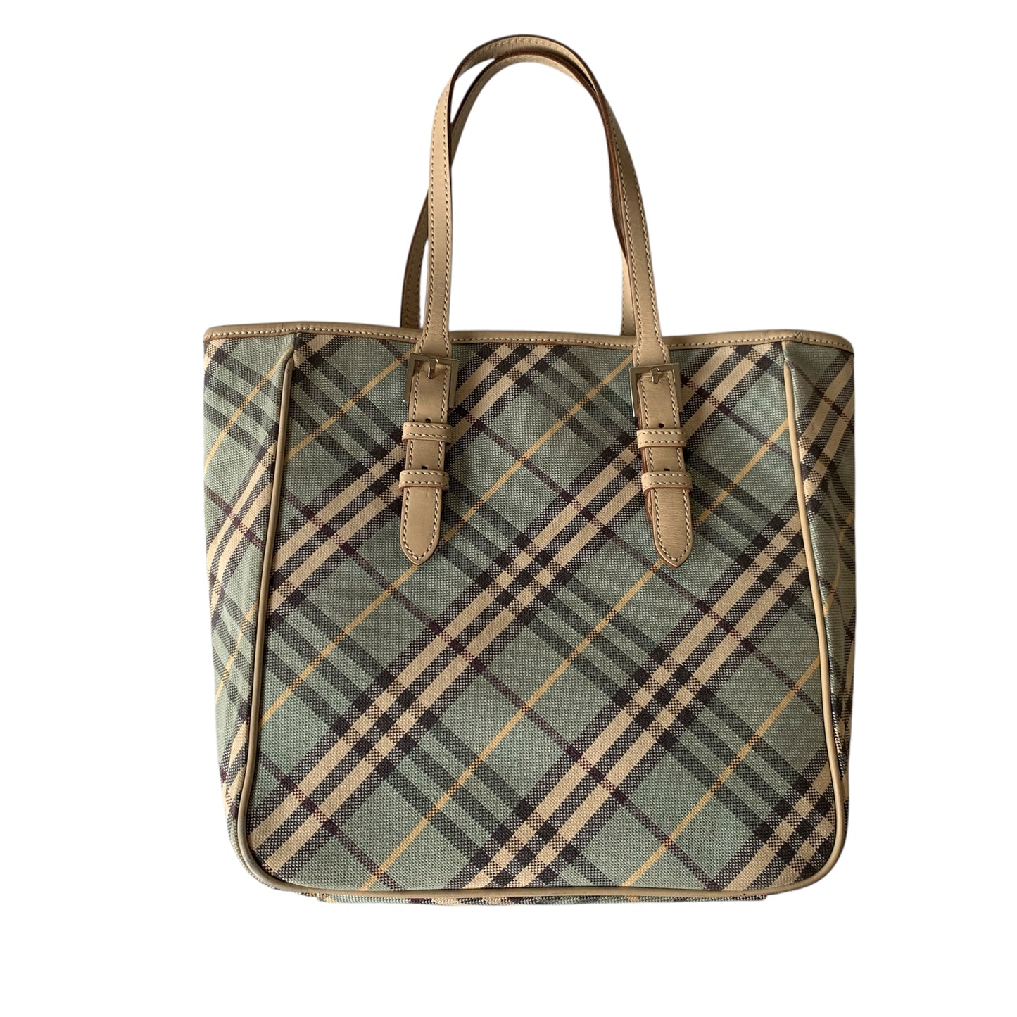 Burberry blue white check Tote Bag authentic with COA