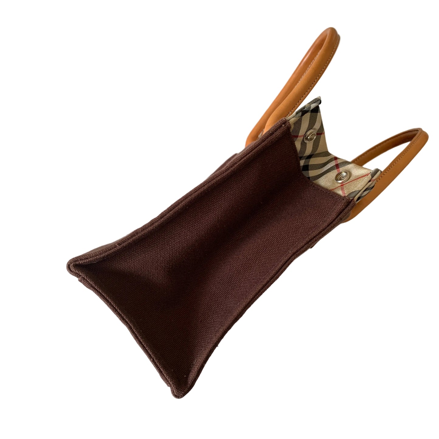 Burberry check and brown canvas Tote Bag authentic with COA
