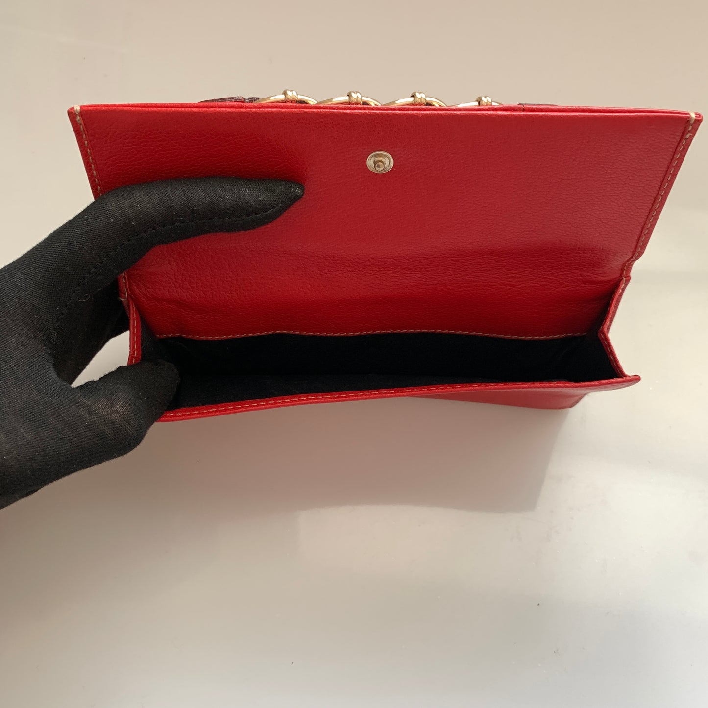 Gucci women’s sherry line long red leather wallet authentic with COA