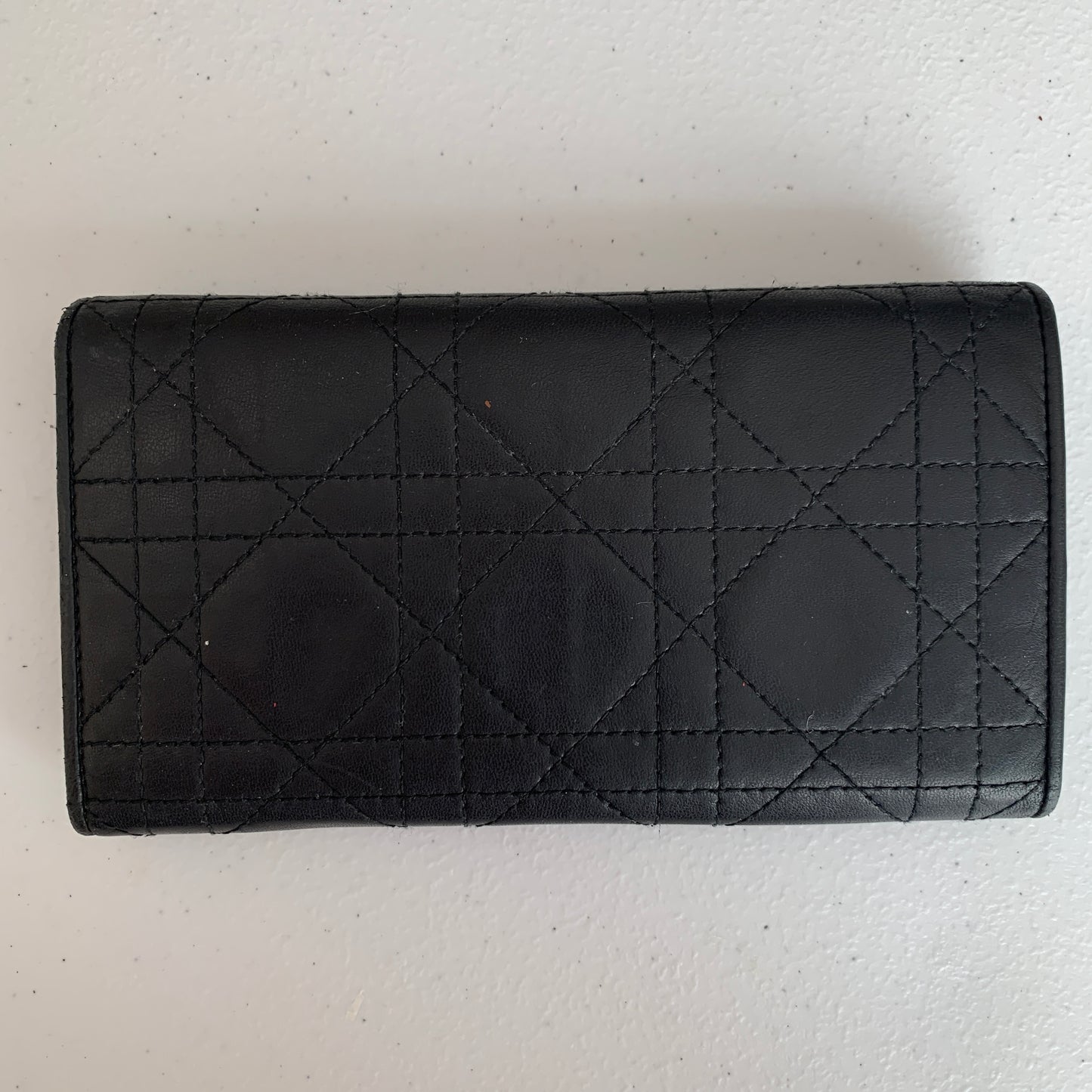 Christian Dior cannage Black leather long wallet authentic with COA