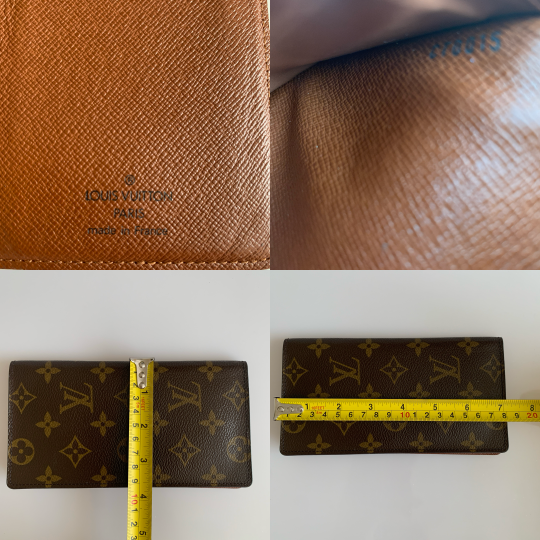 Louis Vuitton monogram brown card holder wallet Checkbook unisex ct0015 authentic with COA
