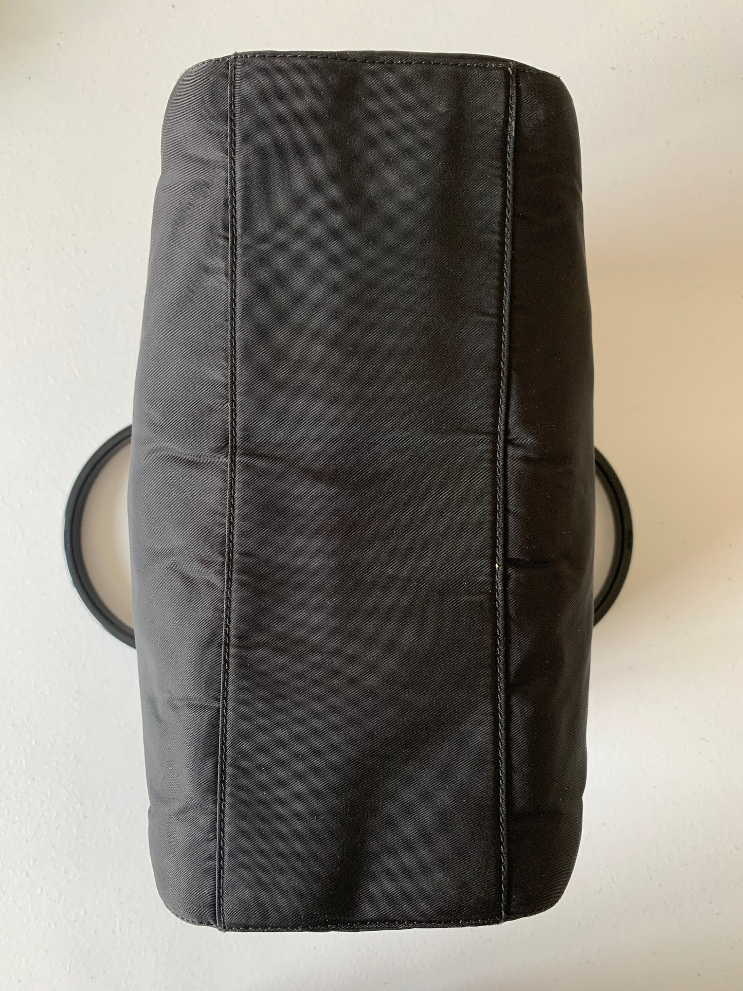 Prada black nylon triangle logo handbag authentic with COA