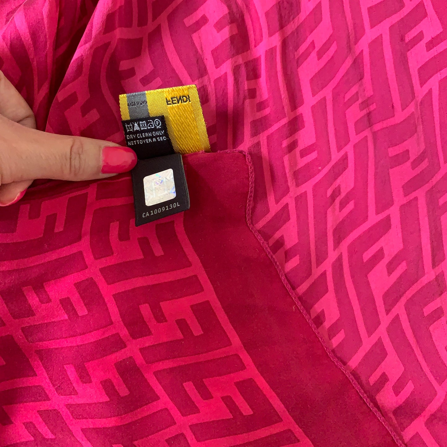 Authentic Fendi women’s pure silk monogram scarf