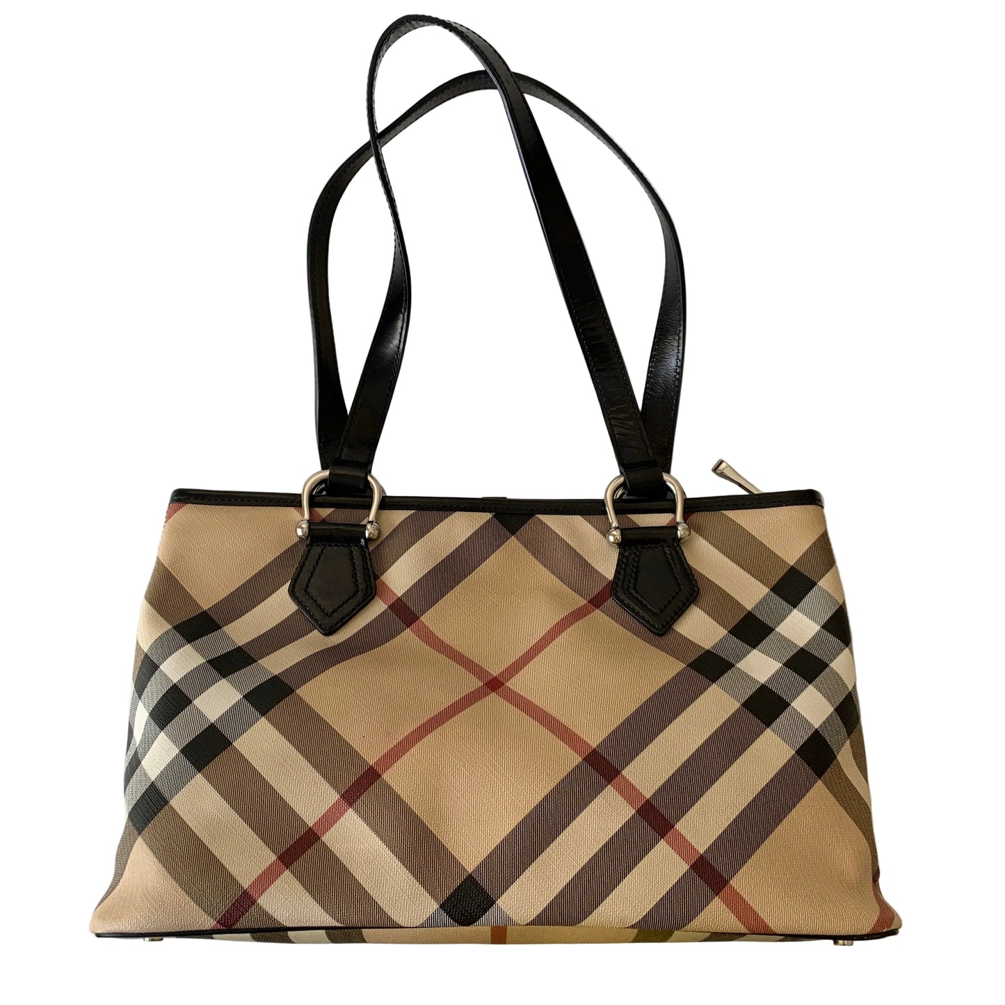 Burberry nova check canvas and black leather Tote Bag authentic with COA