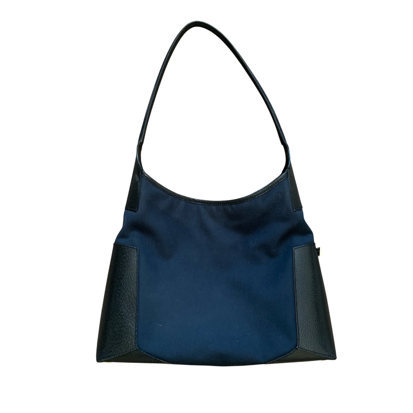 Salvatore Ferragamo blue canvas black leather shoulder bag authentic with COA