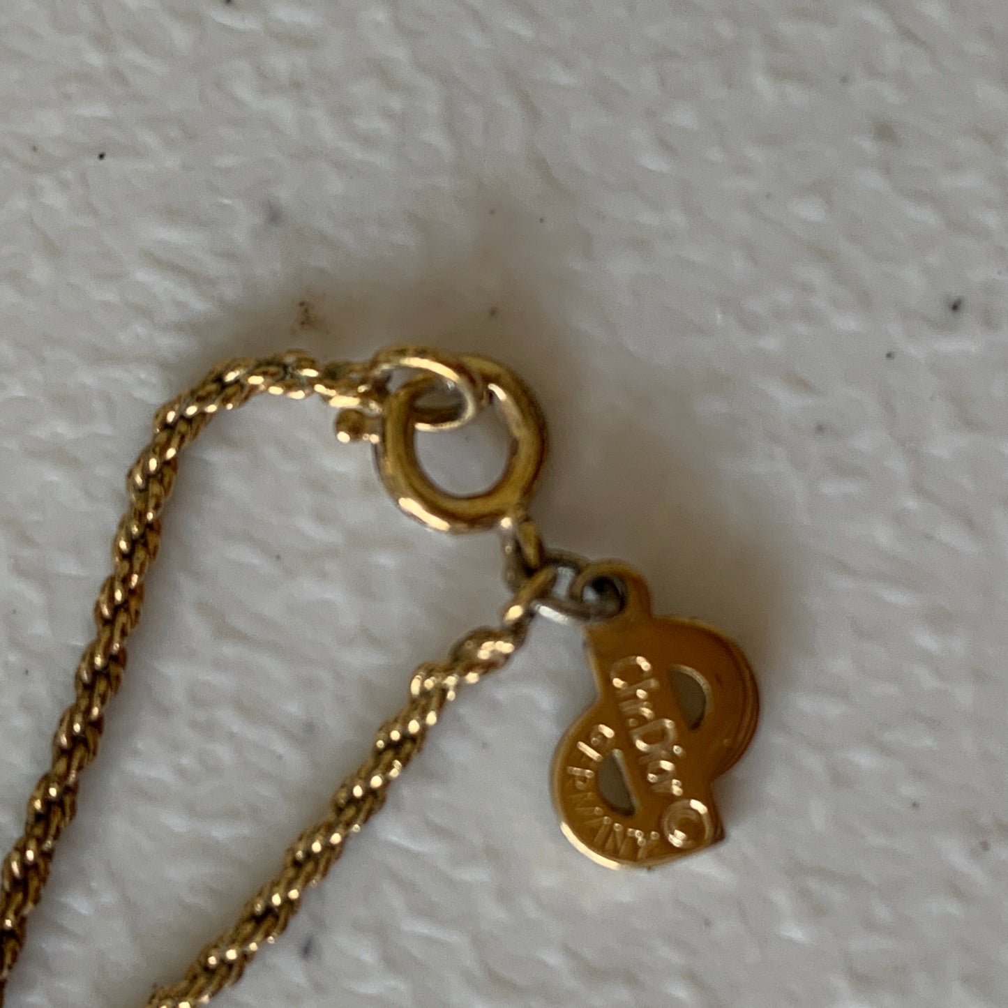 Christian Dior oval pendant logo Necklace authentic with COA