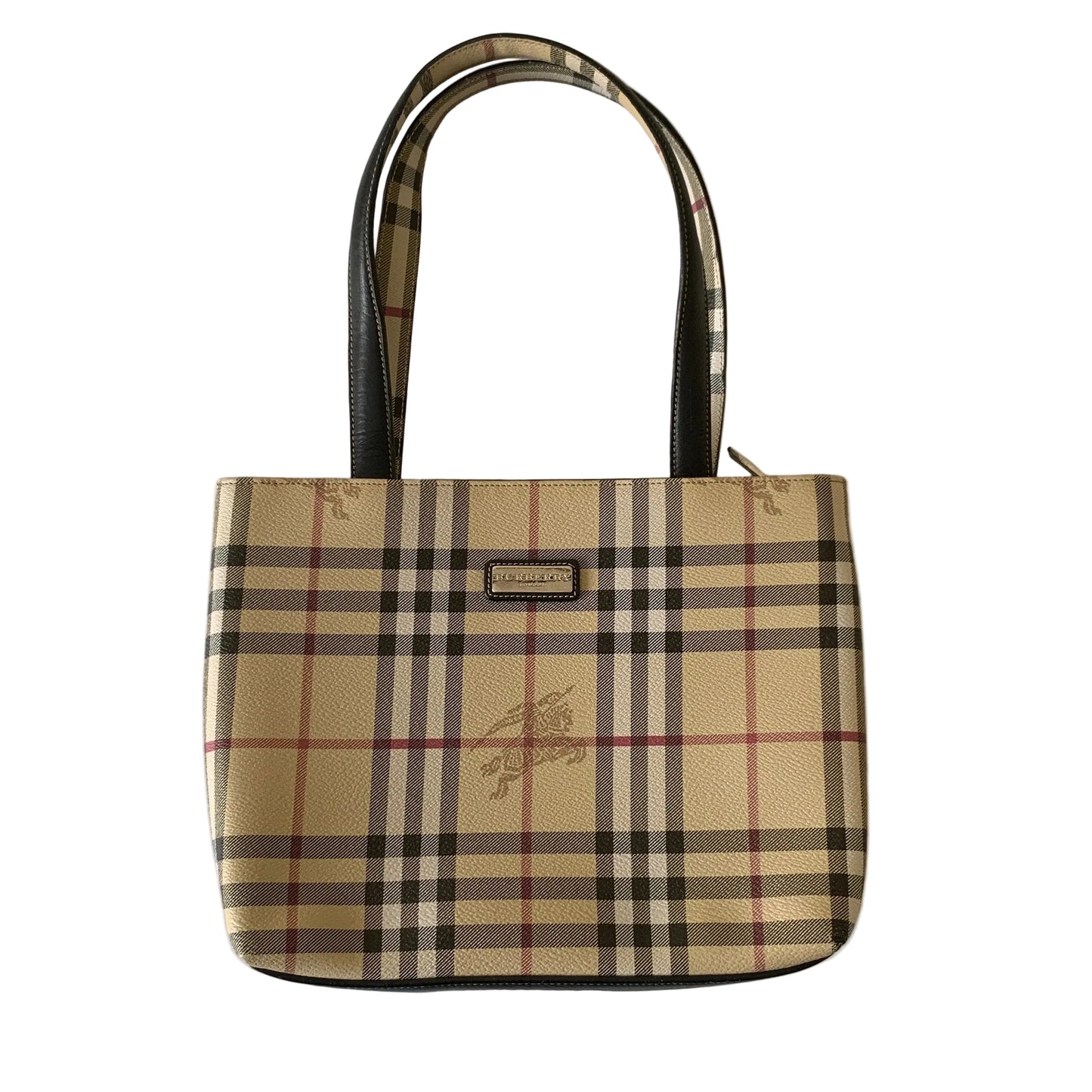 Burberry check canvas and leather tote bag authentic with COA