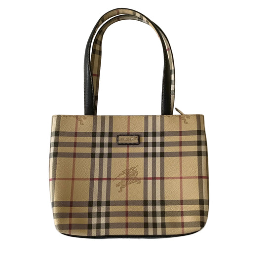 Burberry check canvas and leather tote bag authentic with COA