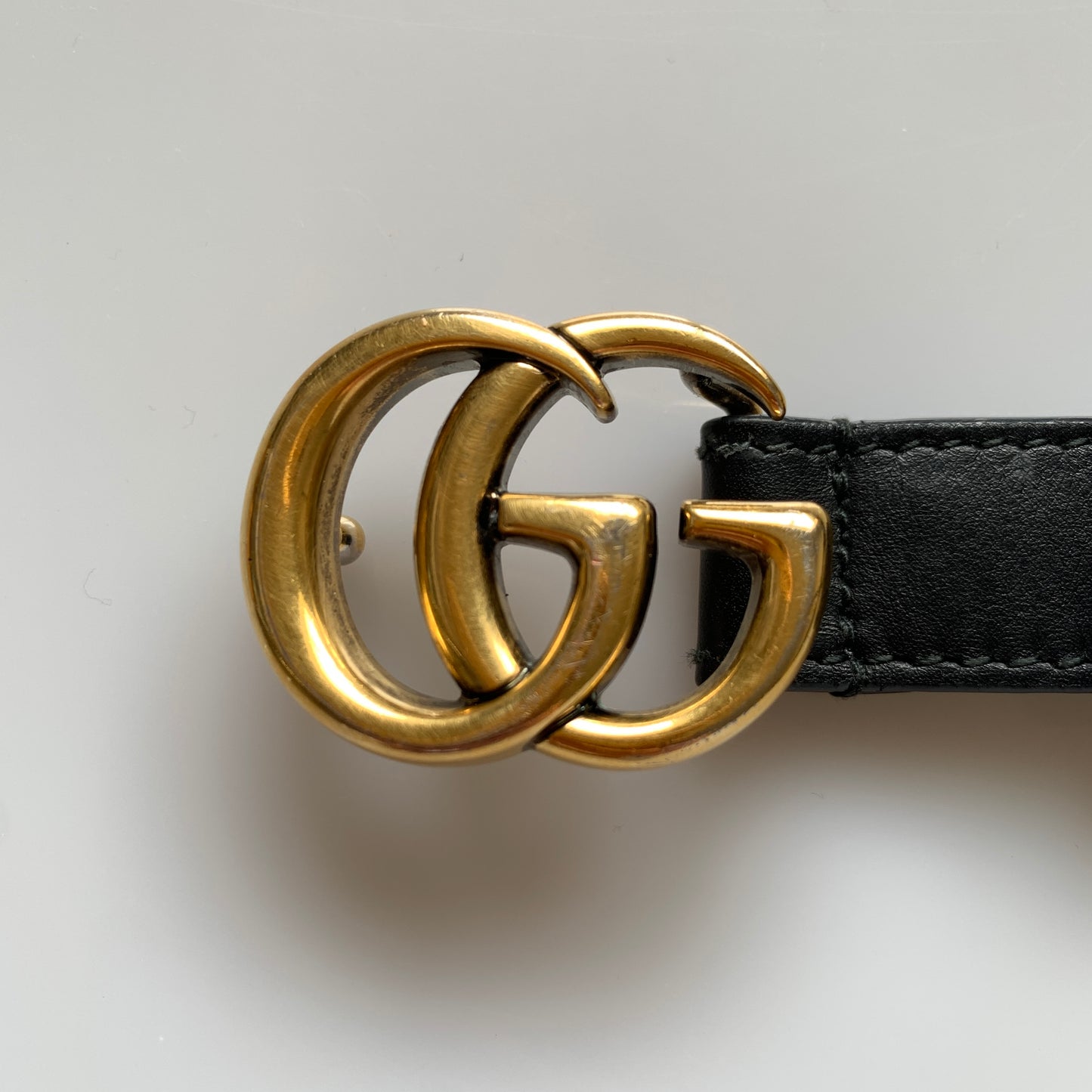 Gucci GG buckle black leather belt Authentic with COA size 85cm 34 inch