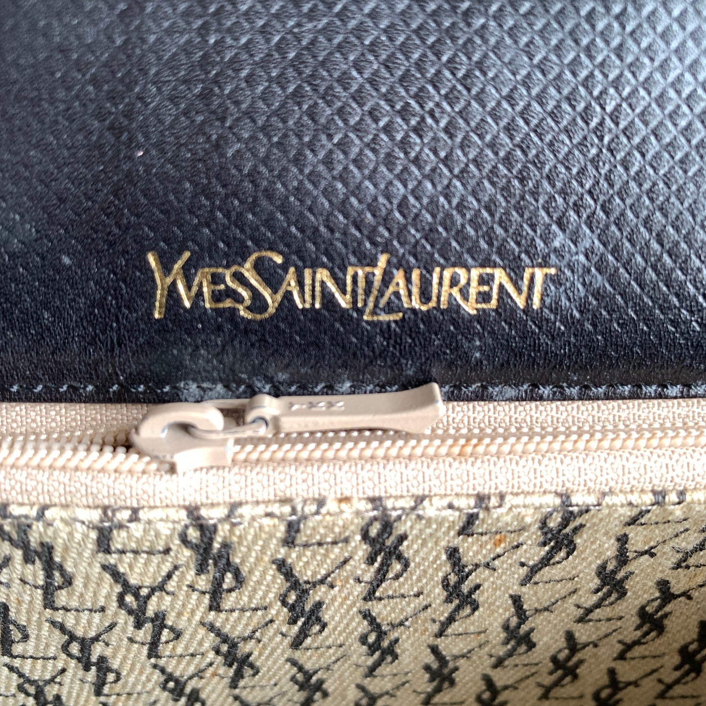 Yves Saint Laurent vintage YSL logo black leather clutch bag Authentic with COA 9.1x6.7x2