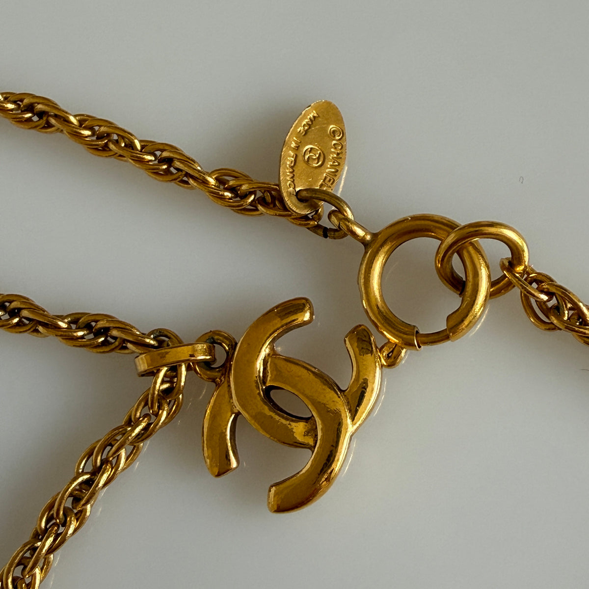 Chanel Coco mark CC pendant gold plate necklace authentic with COA