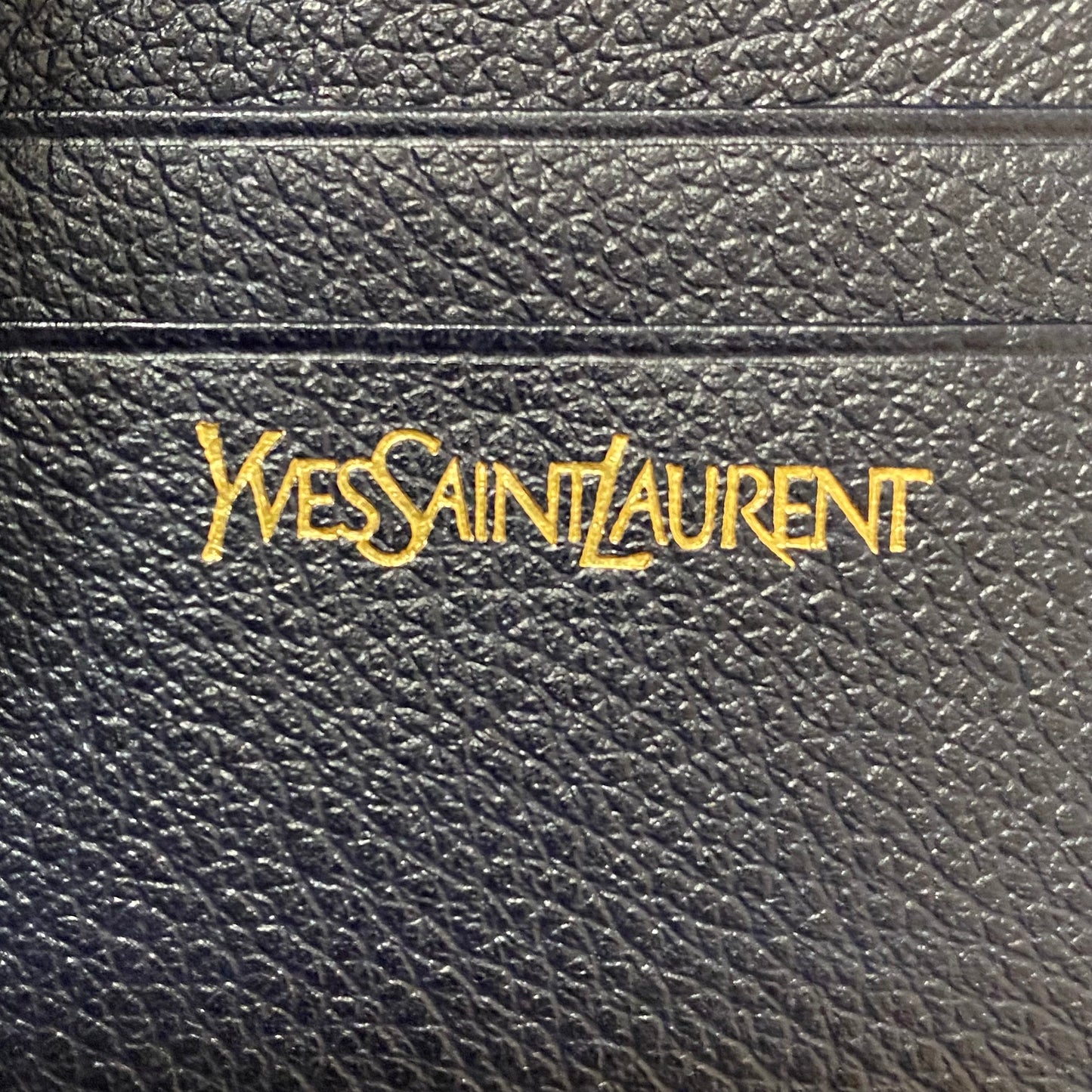 Yves Saint Laurent navy blue leather bifold wallet Authentic with coa