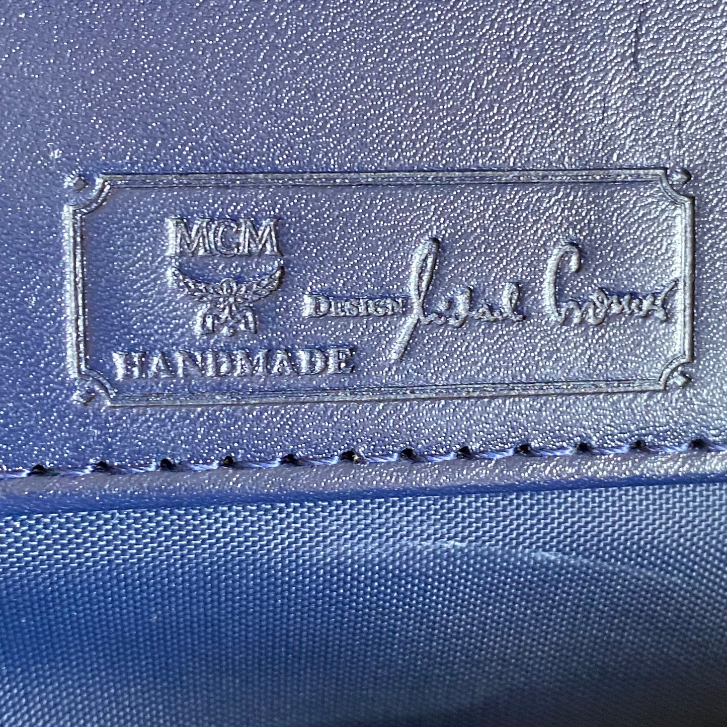 MCM blue logo shoulder tote bag authentic with COA
