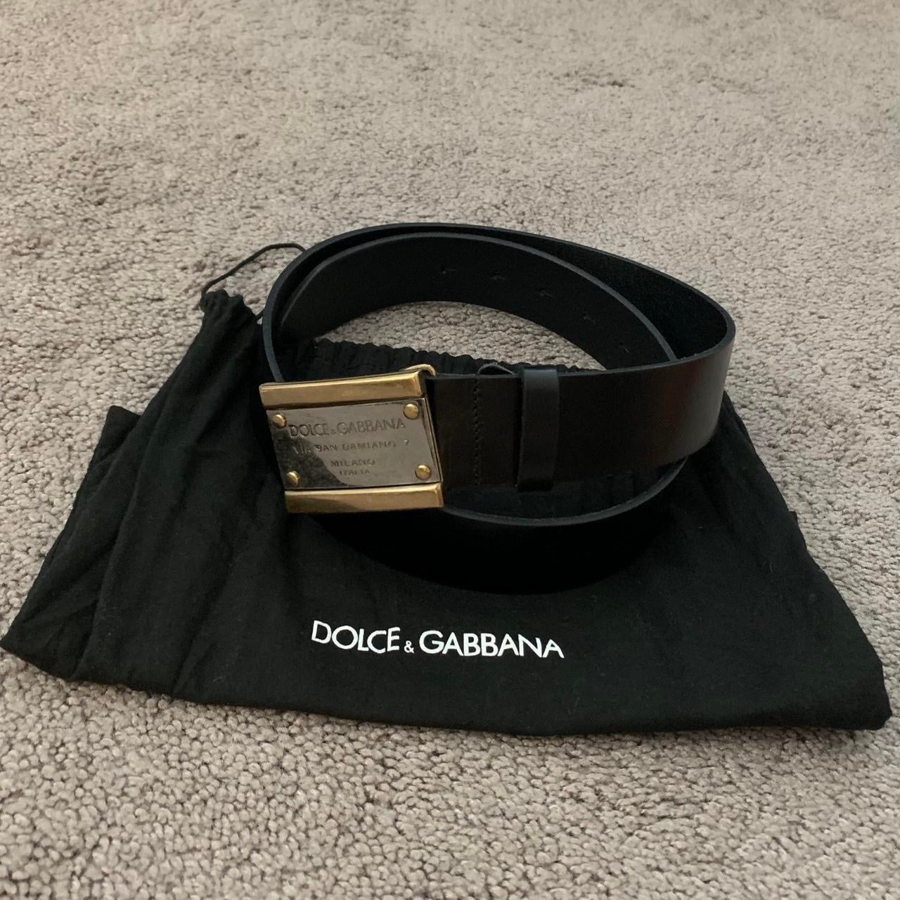 Authentic Dolce & Gabbana unisex black leather belt size 90 cm/36” with dust bag