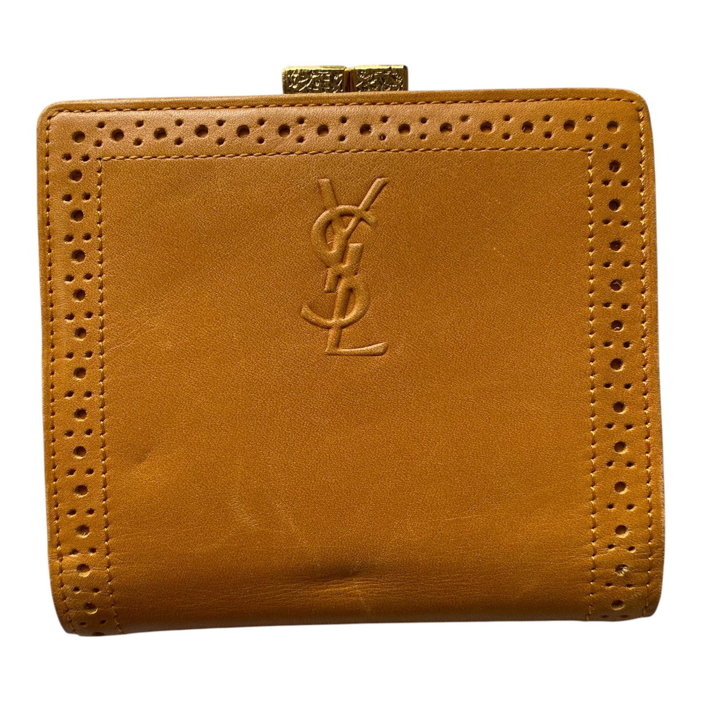 Yves Saint Laurent vintage kiss lock leather wallet Authentic with COA 4.2x3.9
