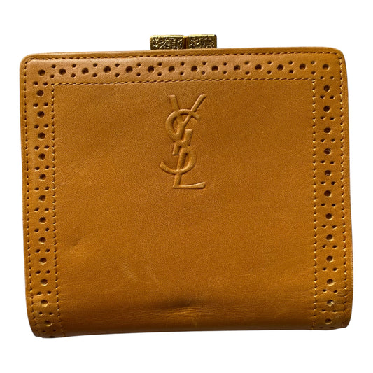 Yves Saint Laurent vintage kiss lock leather wallet Authentic with COA 4.2x3.9