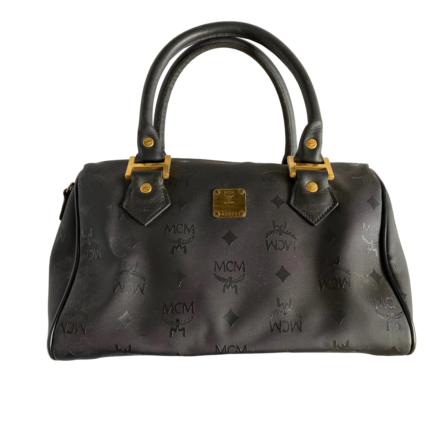 MCM black visetos Boston handbag authentic with coa 10.5x7x6.8