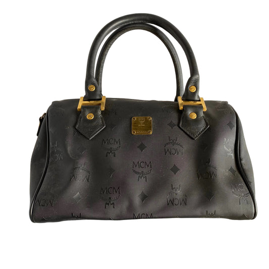 MCM black visetos Boston handbag authentic with coa 10.5x7x6.8