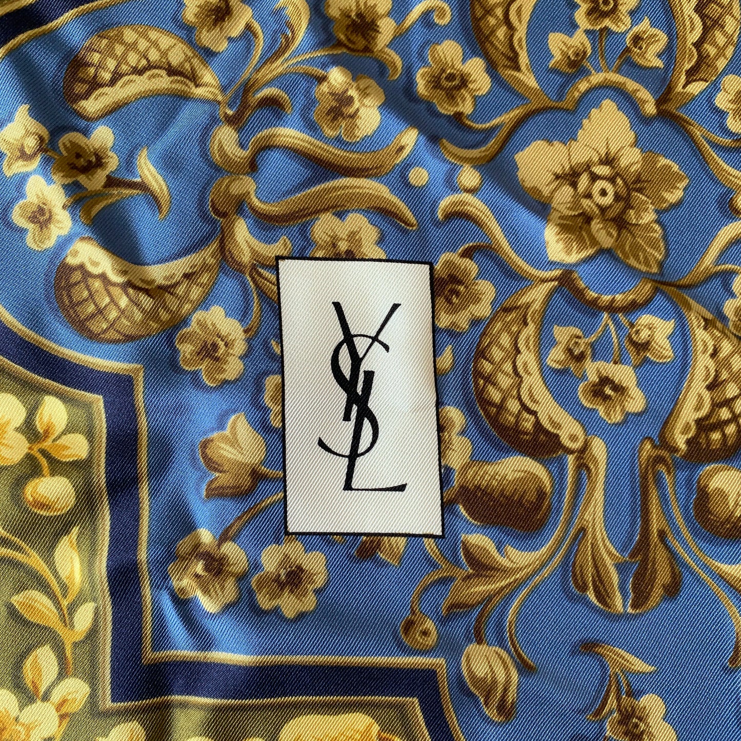 Yves Saint Laurent large silk square scarf 34 inches Authentic with COA