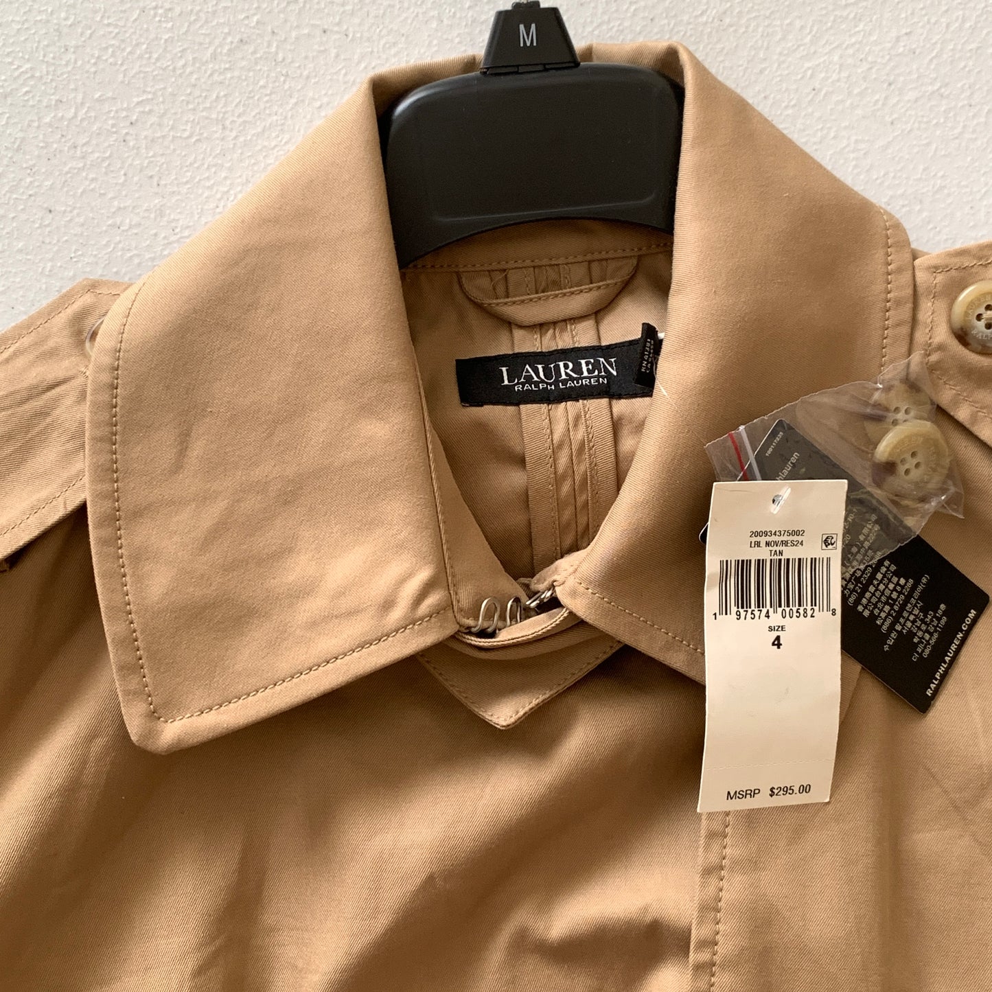 Lauren Ralph Lauren womens NWT tan trench coat size 4