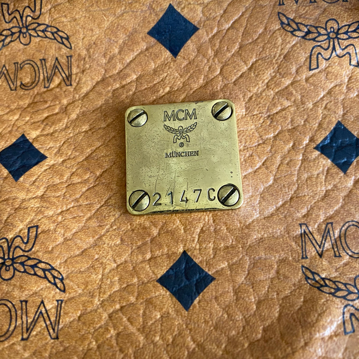 MCM cognac Boston bag Authentic with COA 11.5x7x6.5
