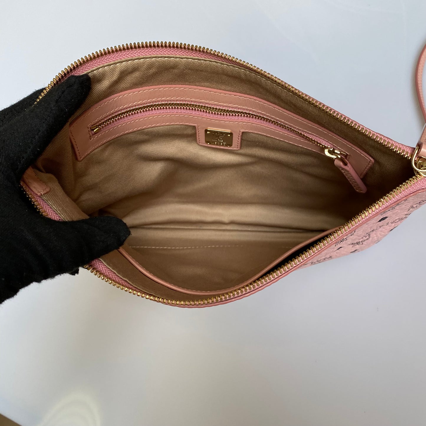 MCM pink crossbody bag purse strap removable Authentic with COA