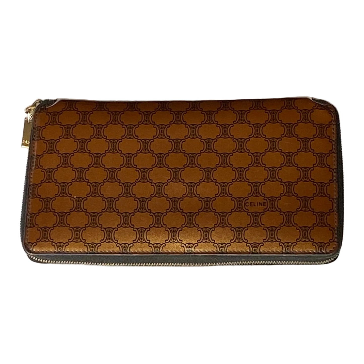 Celine macadam brown zip around long wallet authentic with COA